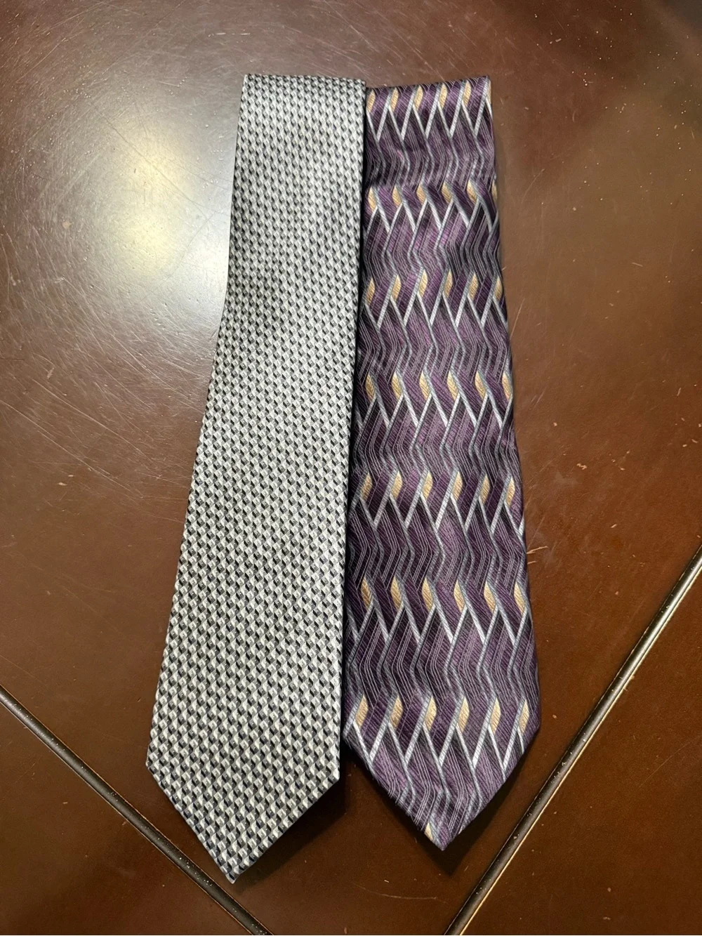 Arrow Two-Pack Men's Ties — Purple Patterned and Silver Textured